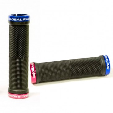 POIGNEES BMX GLOBAL RACING LOCK-ON 130MM BLACK/ BLUE/ RED