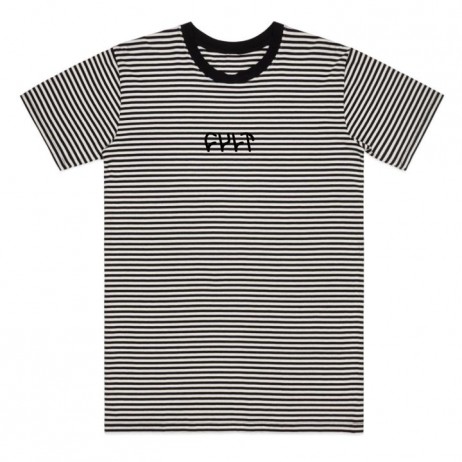 CULT BMX TEE STRIPE LOGO BLACK / WHITE