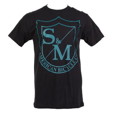 TSHIRT S&M BIG SHIELD BLACK AVEC LOGO BLEU