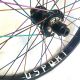 REAR BMX CUSTOM WHEEL GSPORT X TALL ORDER WITH OIL SLICK SPOKES