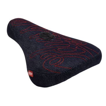 SELLE BMX PIVOTAL ODYSSEY BIG STITCH FAT BLUE JEAN / RED