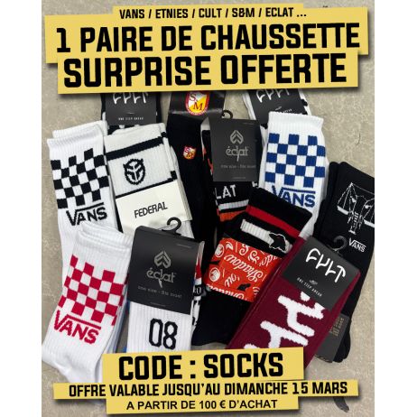 CHAUSSETTE SURPRISE OFFERTE DES 100 € AVEC LE CODE : SOCKS
